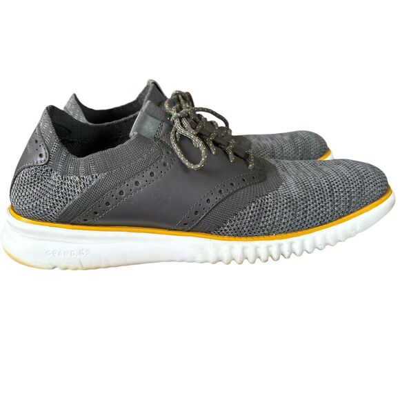 Cole Haan Men’s Sz 8.5 M 2.Zerogrand Saddle Oxford Shoes Gray White Knit - Picture 1 of 9